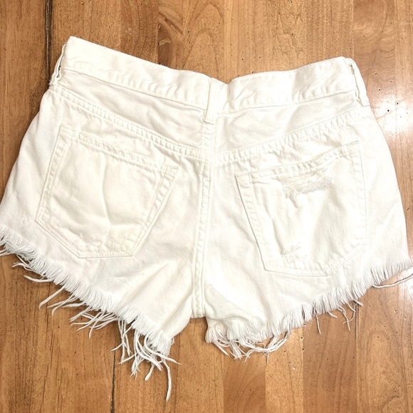 Free People Distressed Jean Denim Cutoff Shorts White - Picture 3 of 6